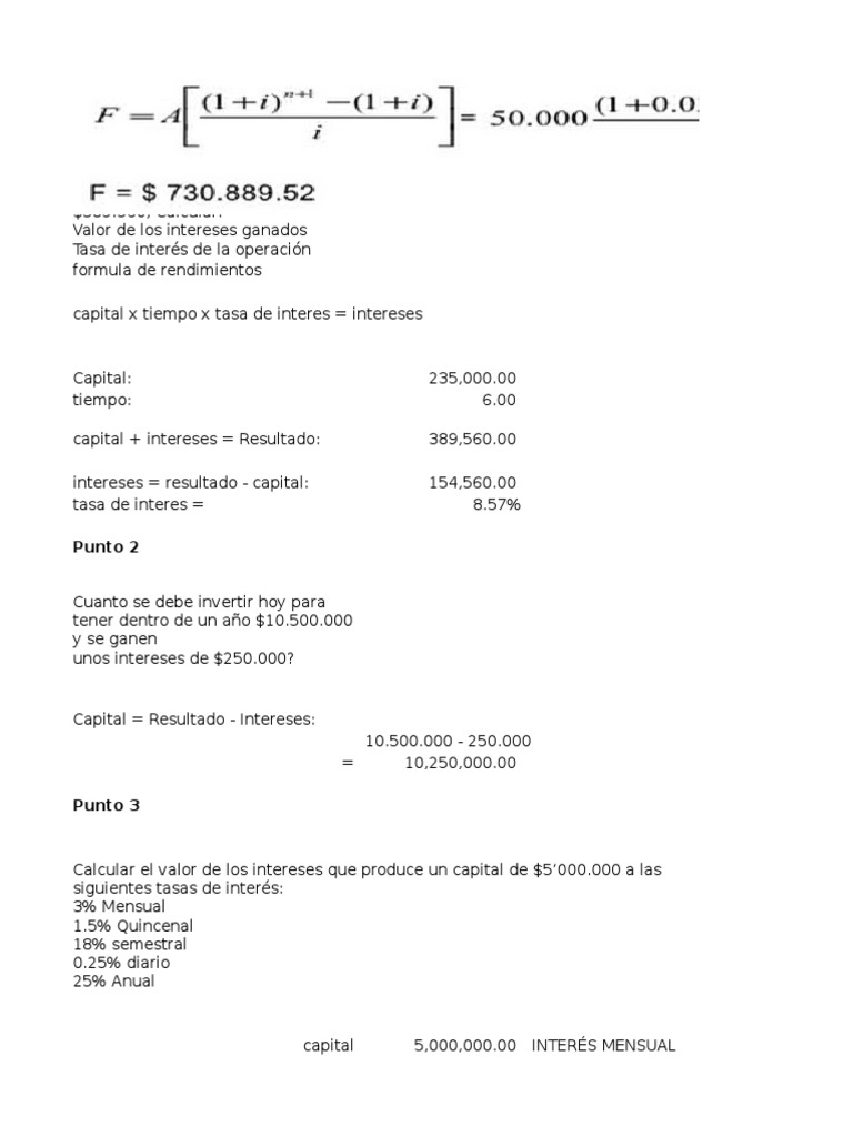 Taller 2 Matemática Financiera | PDF | Tasas de interés | Interés