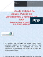 Gestión de Calidad de Aguas, Puntos de Vertimientos y Función Del ANA