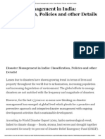Disaster Management in India - Classification, Policies and Other Details