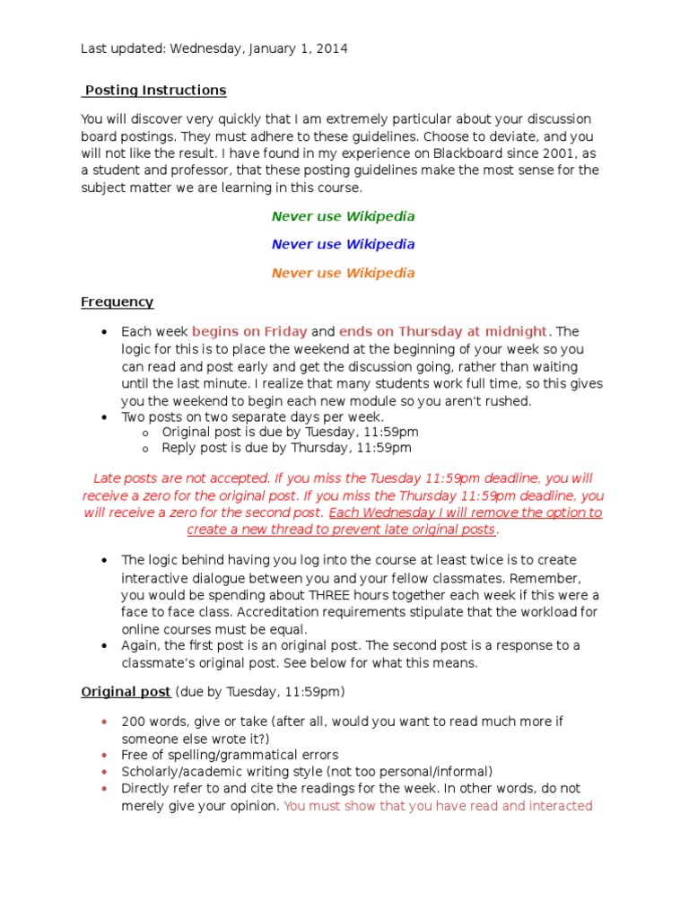Discussion Board Posting Guidelines | PDF | Internet Forum | Plagiarism