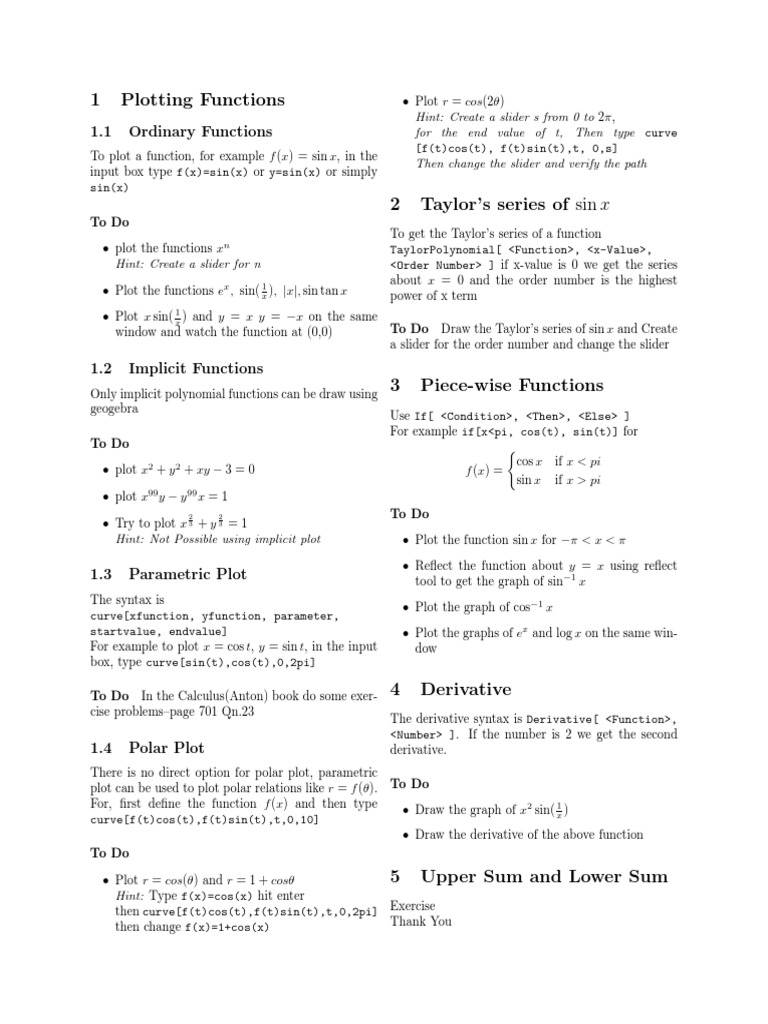 Plotting and Analyzing Functions Guide | PDF