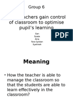 How Teachers Gain Control of Classroom To Optimise Pupil's Learning