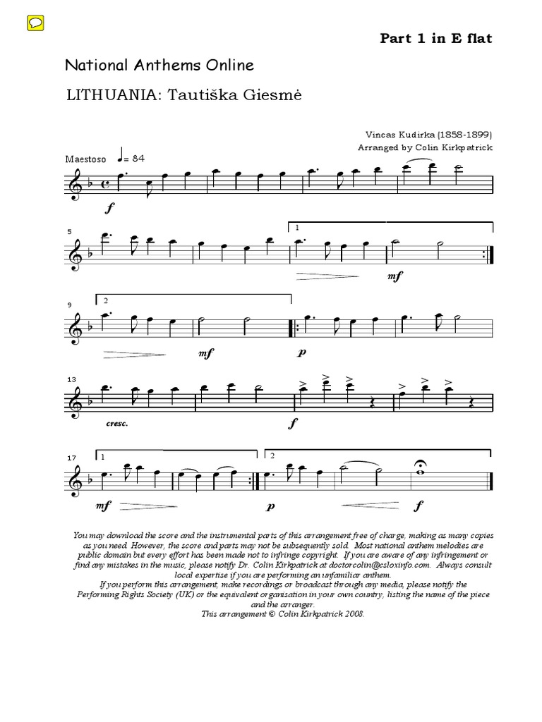 Lithuanian National Anthem | PDF