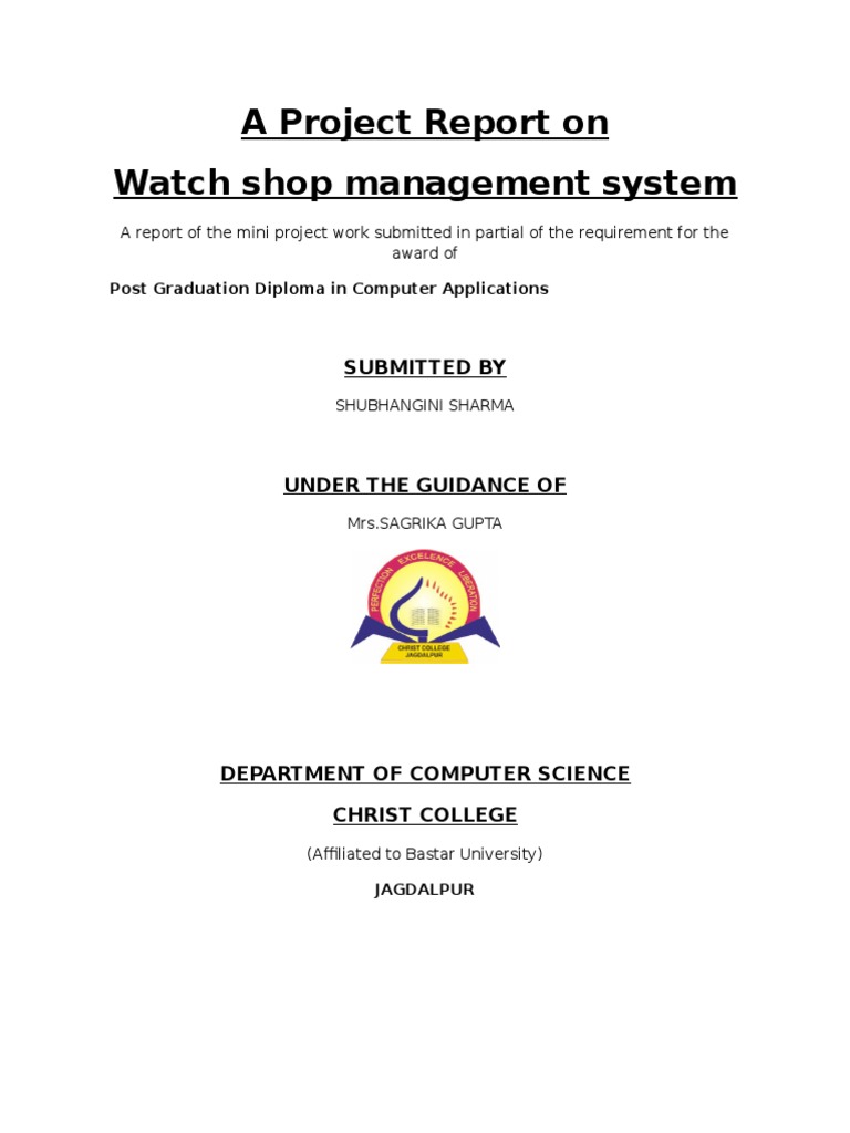 Watch Shop Management System Report | PDF | Business