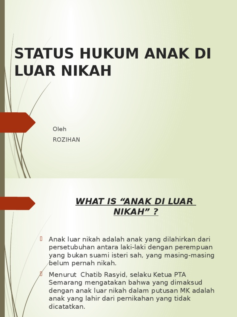 Status Hukum Anak Diluar Nikah Pdf