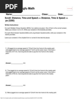 Singapore Math Worksheets Grade 6 Distance, Speed and Time