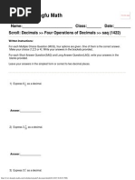 Singapore Math Worksheets Grade 5 Decimals