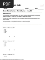 Singapore Math Worksheets Grade 2 Mental Sums