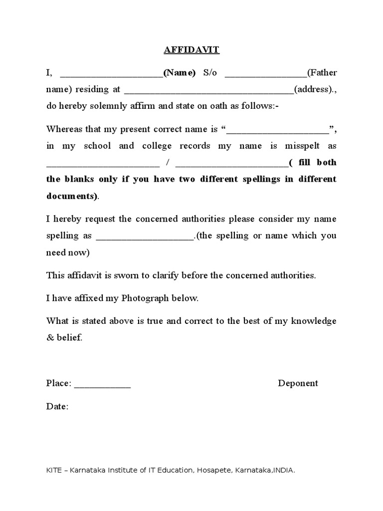 Name Change Affidavit | PDF