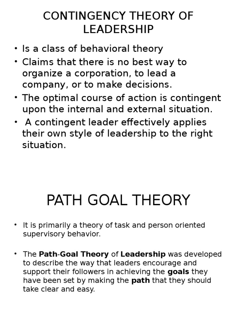 Contingency Theory of Leadership | PDF