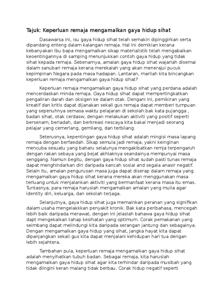 Rangka Karangan Gaya Hidup Sihat Lertyi