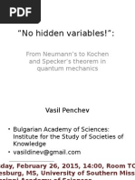 Download No hidden variables From Neumanns to Kochen and Speckers theorem in quantum mechanics   by Vasil Penchev SN256639360 doc pdf
