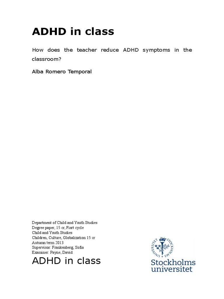 Thesis ADHD PDF Attention Deficit Hyperactivity Disorder Diagnostic And Statistical Manual