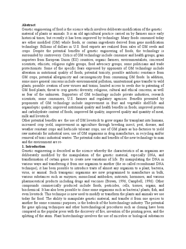 essay on the pros and cons of gmo