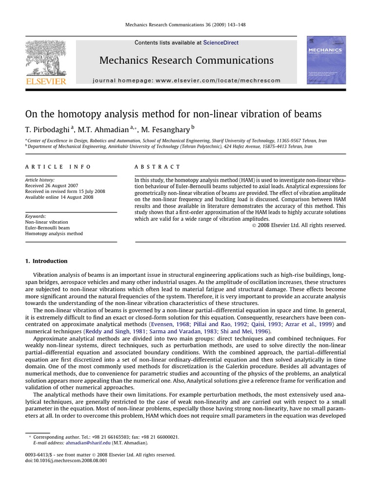 On The Homotopy Analysis Method For Non-Linear Vibration of Beams | PDF ...