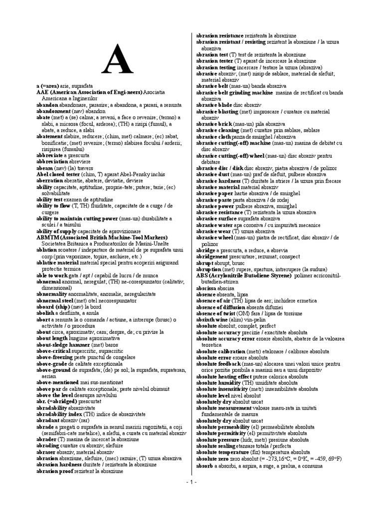 English Romanian Technical Dictionary