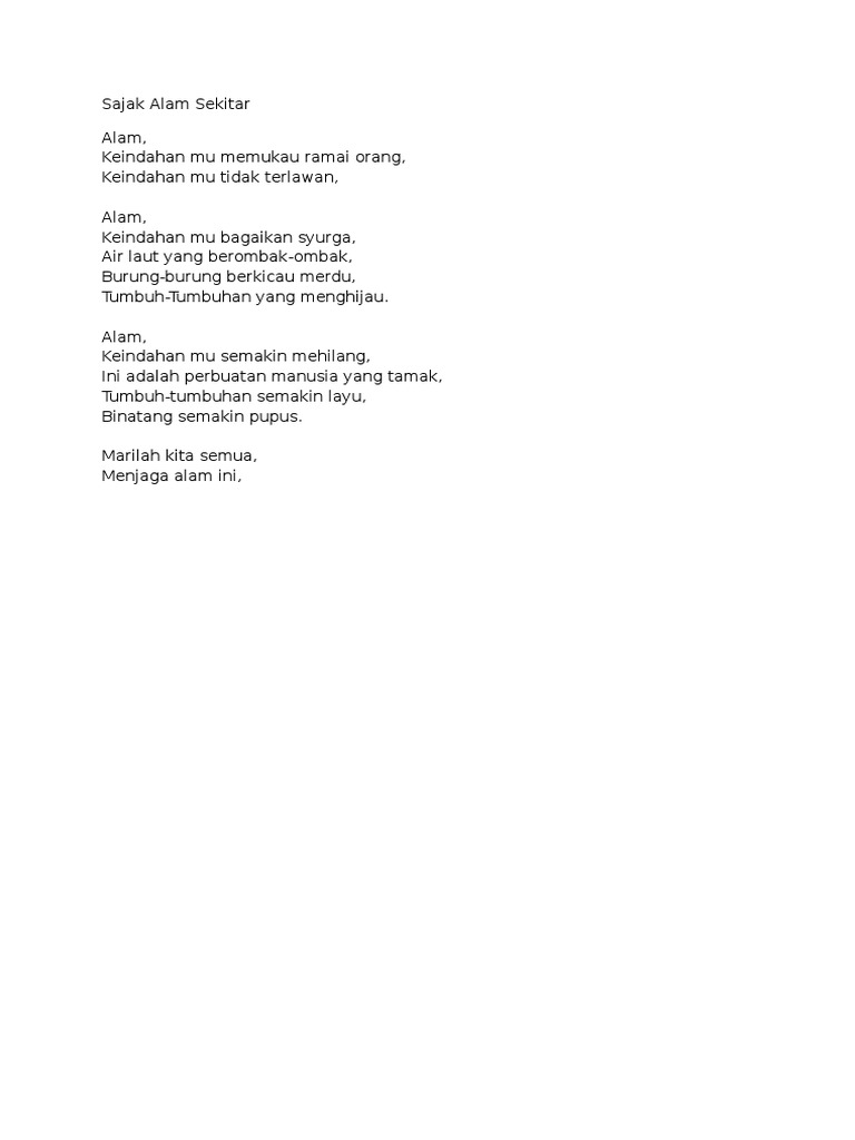 Sajak Alam Sekitar Pdf