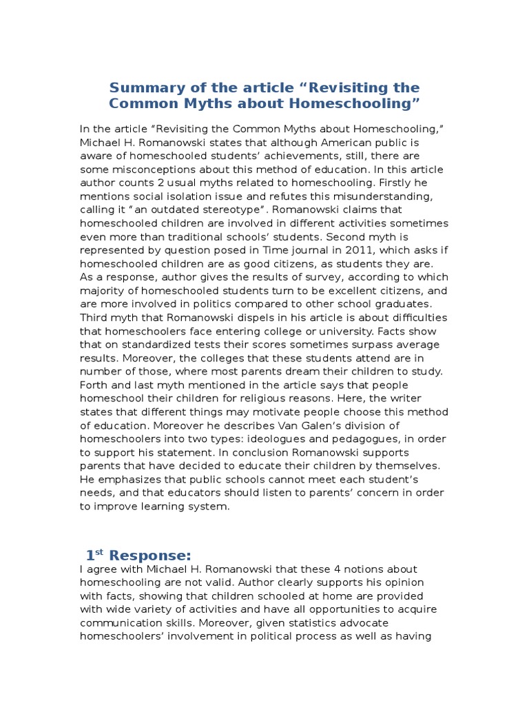 Debunking Homeschooling Myths | PDF | Homeschooling | Quality Of Life