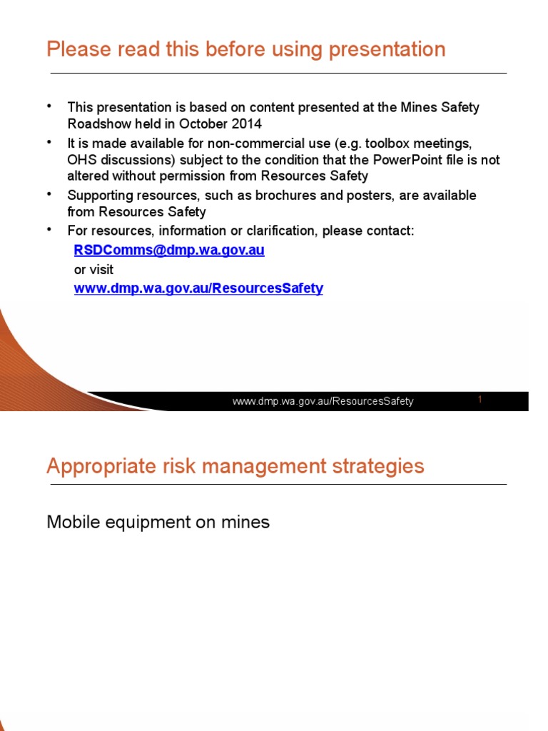 MSH MSR 2014AppRiskManagementStrategiesMobEquip | PDF | Traffic ...