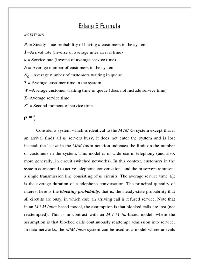Understanding Erlang B Formula | PDF | Applied Mathematics ...