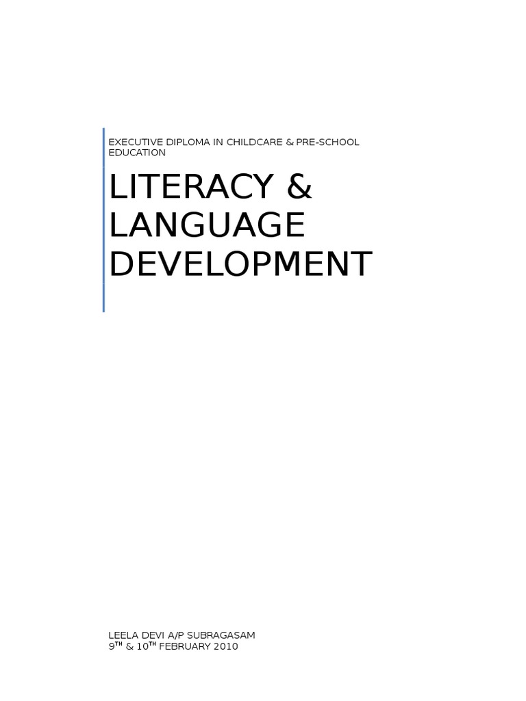Literacy and Language Development | PDF | Literacy | Early Childhood ...