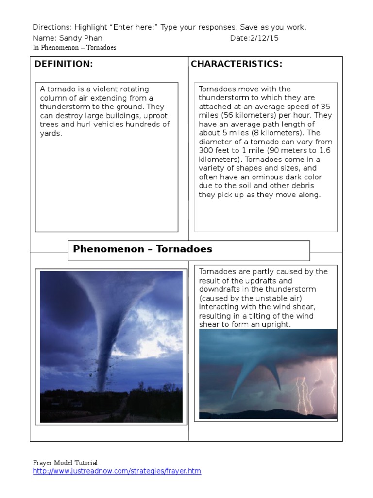 Definition Characteristics Phenomenon Tornadoes PDF