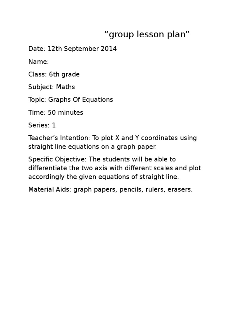 6th Grade Maths Lesson Plan: Graphs | PDF