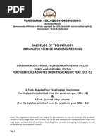 Academic Regulations B.Tech CSE PDF