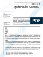 NBR - 14847 - 2002 - Inspecao de Servicos de Pintura Em Superficies Metalicas - Procedimento