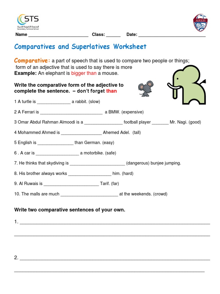 Comparatives and Superlatives Worksheet | PDF | Computers