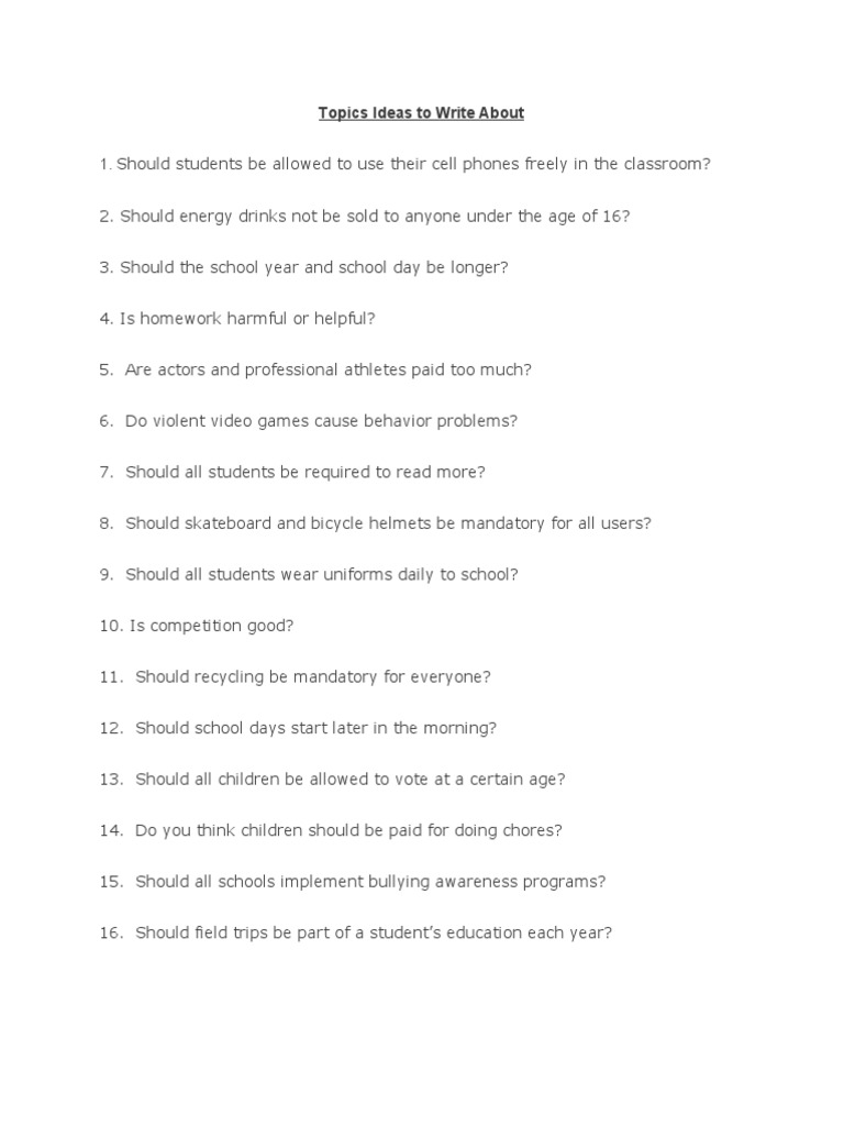 Engaging Debate Topics for Students | PDF