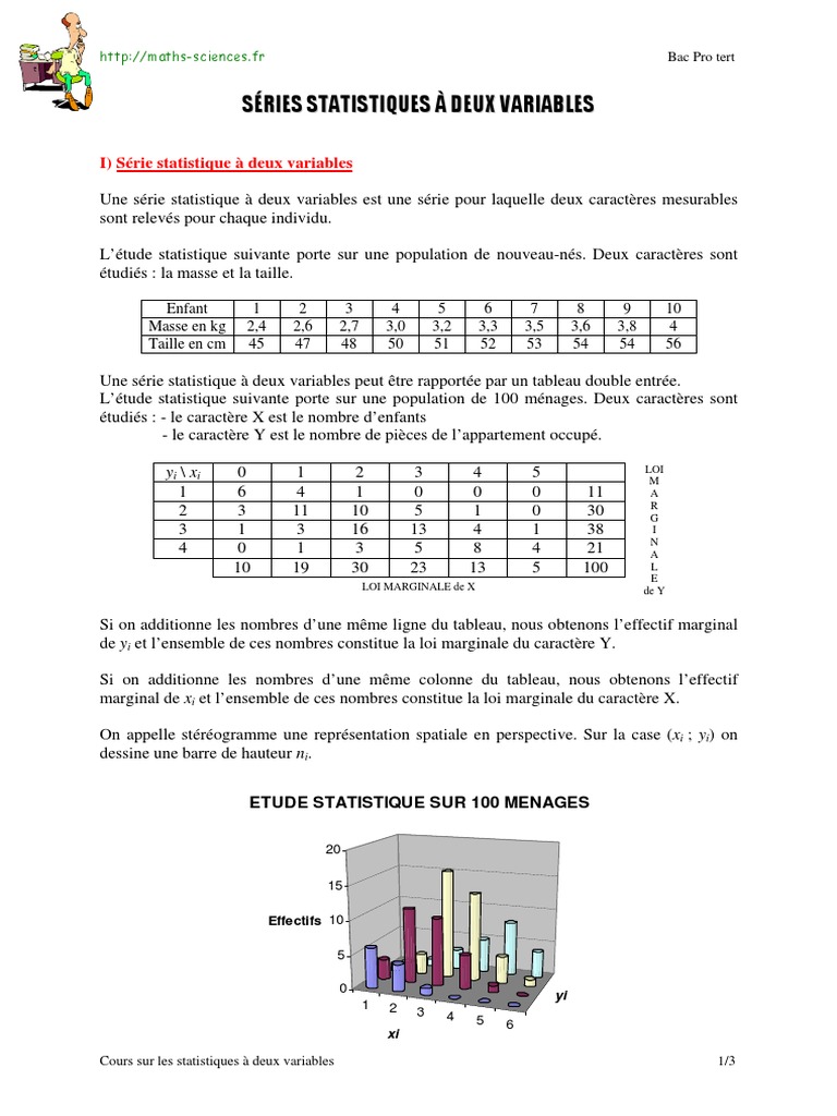 Statistique à Deux Variable Cours Bac Pro Pdf Cours Statistiques 2 Variables Bac Pro Tertiaire PDF | PDF | Ajustement  affine | Analyses