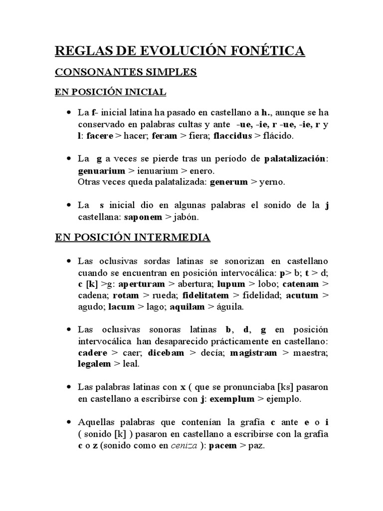 Evolución Fonética del Latín al Español | PDF | latín | Fonética, image size:768x1024