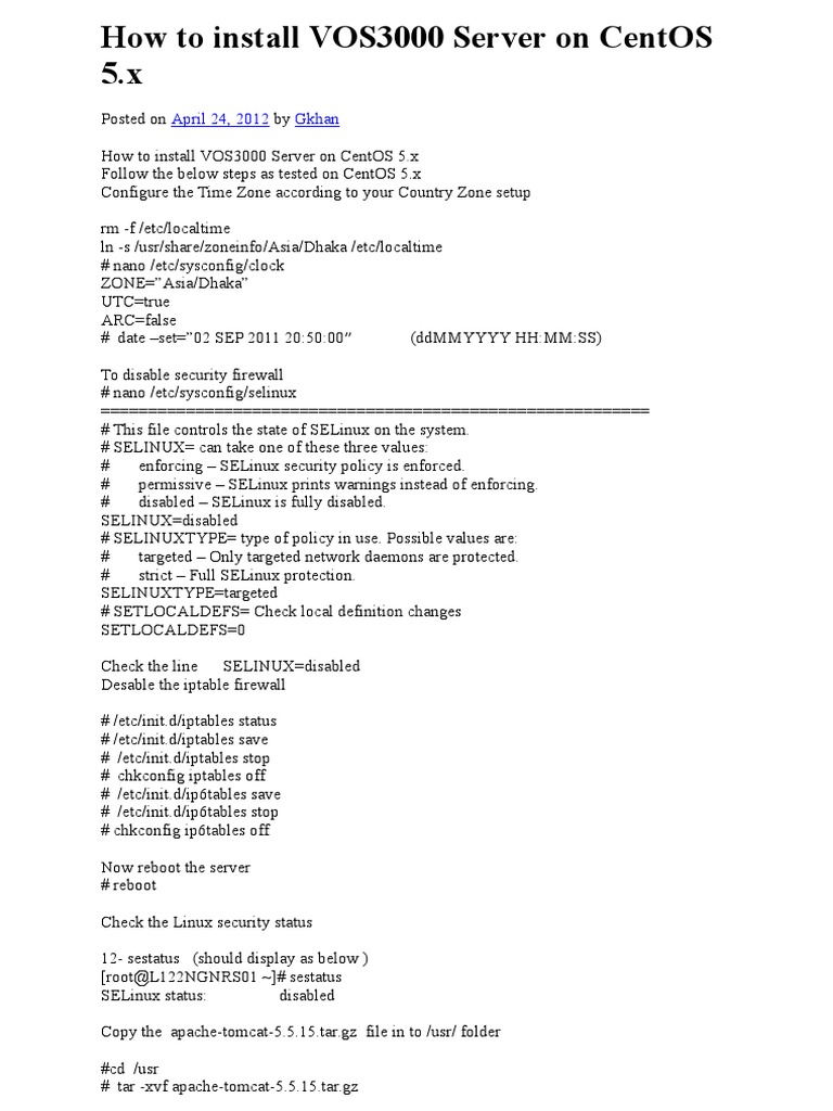 How To Install VOS3000 Server On CentOS 5 | PDF