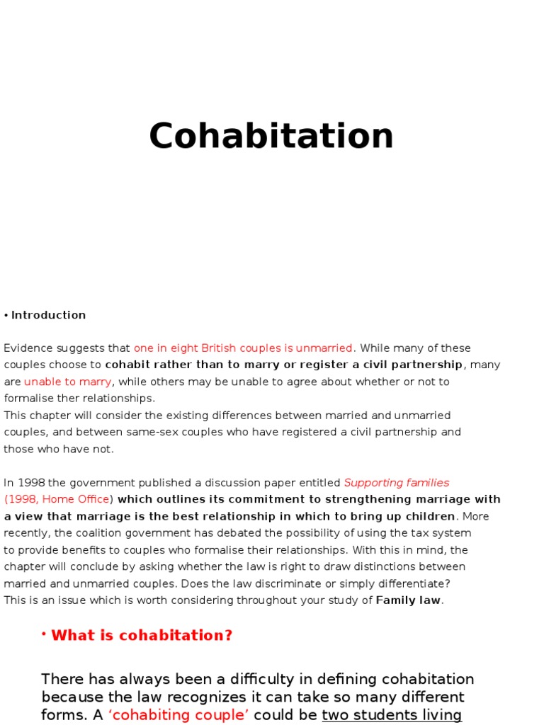 Understanding Cohabitation in Law | PDF | Cohabitation | Marriage