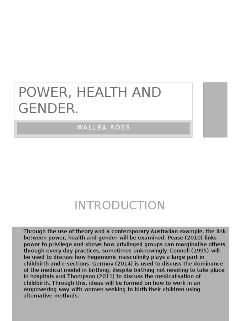Power, Health and Gender. | PDF | Caesarean Section | Midwifery