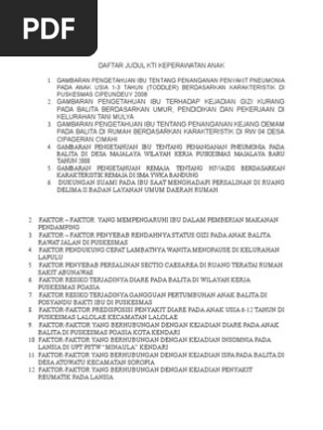 Daftar Judul Kti Keperawatan Anak Docx