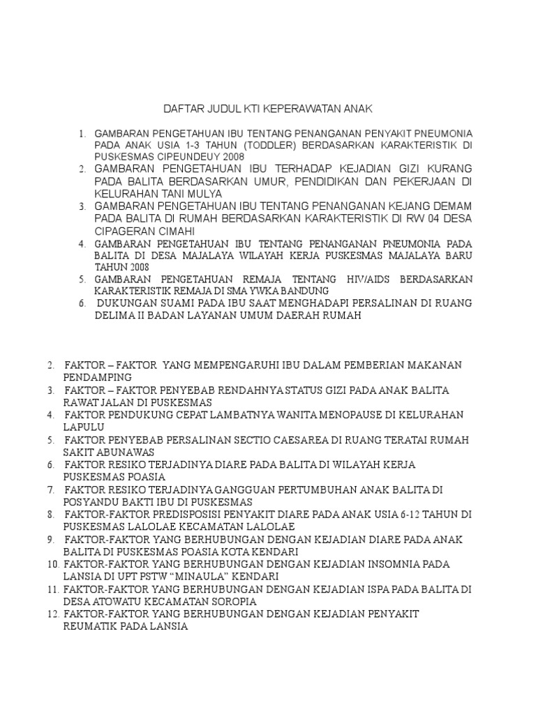 DAFTAR JUDUL KTI KEPERAWATAN ANAK.docx