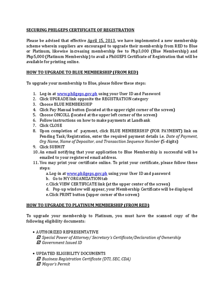 How To Secure PhilGEPS Certificate of Registration | PDF | Password ...