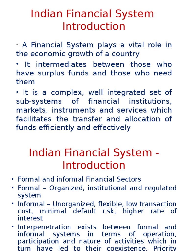 Overview of Indian Financial System | PDF | Financial Markets | Capital ...