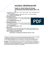 Shortlisting Criteria - IIM Shillong For PGP Details of The Basis For Short Listing For Group Discussion and Personal Interviews (Batch 2011-13)