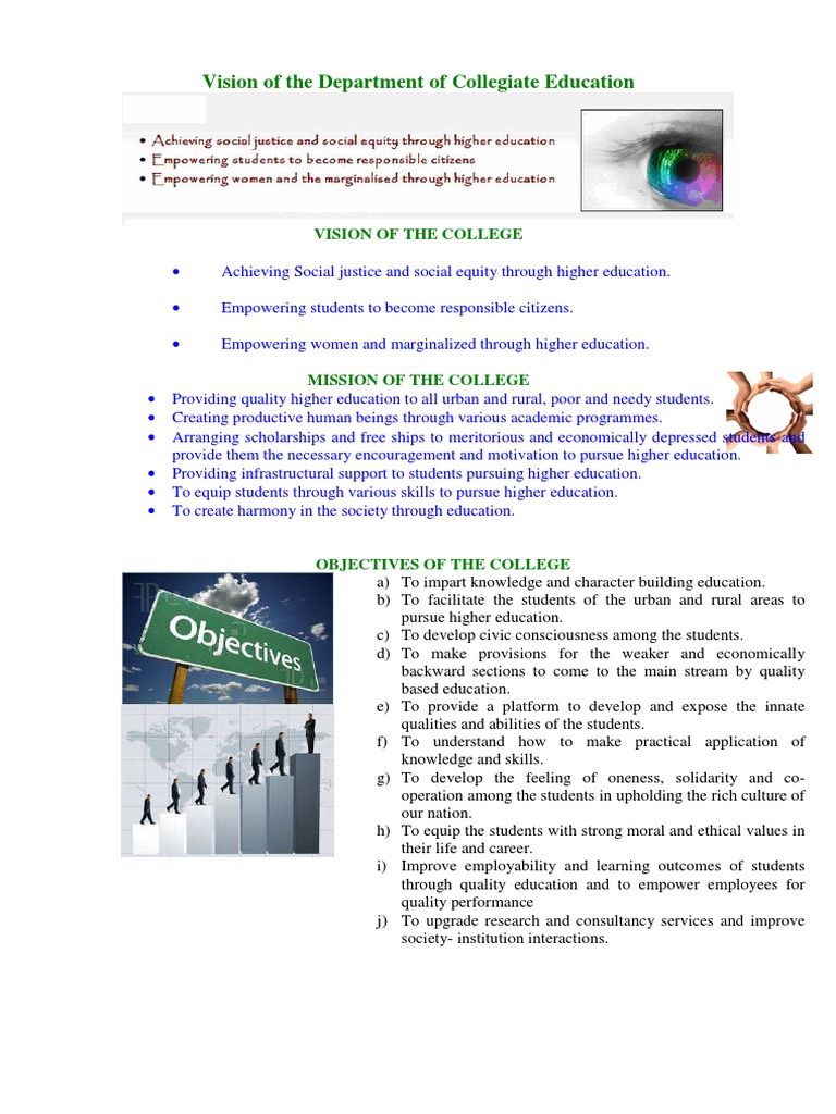 Vision of The Department of Collegiate Education | PDF