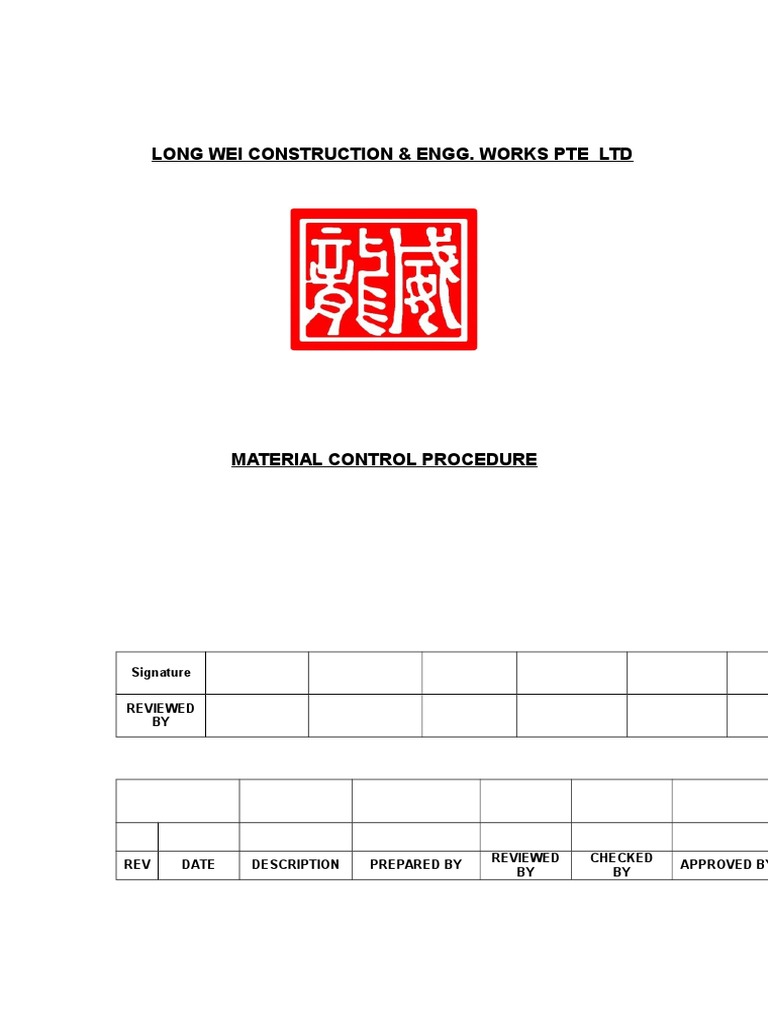 Material Control Procedure Guide | PDF