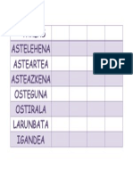 Plantilla de Tareas Plantilla de Tareas en Euskera Semanal