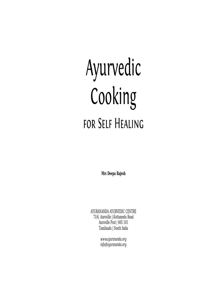 Ayurvedic Cooking PDF Curry Ayurveda