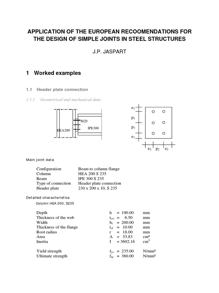 Worked Example Header Plate PDF Screw Strength Of Materials