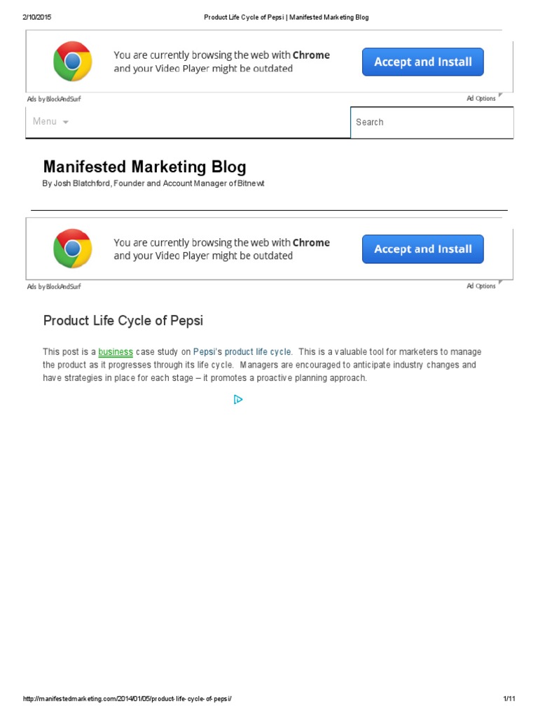 Product Life Cycle of Pepsi Manifested Marketing Blog PDF Pepsi