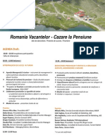 Agenda Conferintei Romania Vacantelor - Cazare la Pensiune