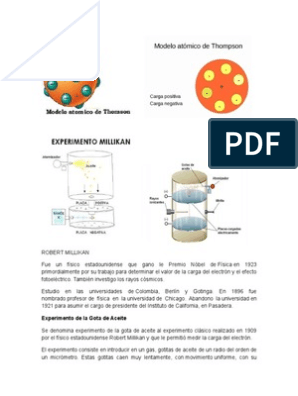 Robert Millikan y Modelos Atomicos | PDF | Electrón | Carga eléctrica