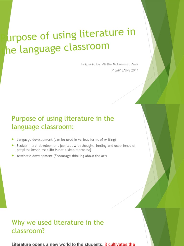 Purpose of Using Literature in The Language Classroom PDF Reading